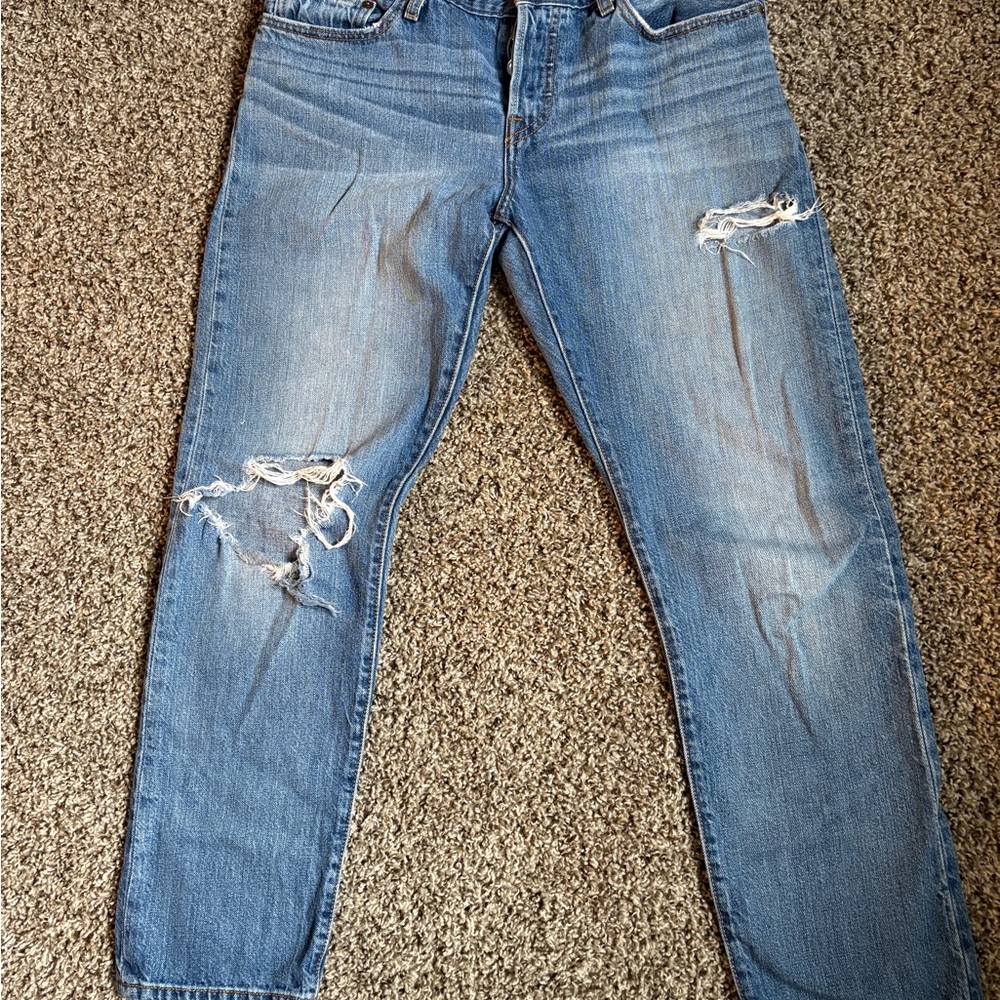 Levi's Light Blue Distressed Boyfriend Jeans